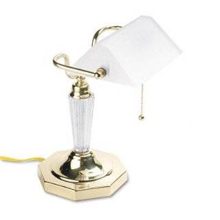 Ledu L658FR Incandescent Bankers Lamp, Glass Shade, Brass Base 