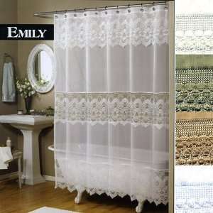  Emily Sheer Voile & Lace Shower Curtain   Cream