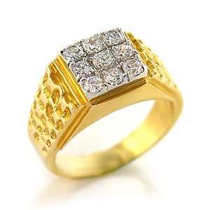  Mens CZ Rings   Two Tone Mens Pave CZ Ring Jewelry