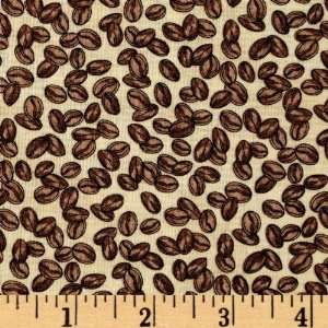  44 Wide Sip & Savor Coffee Beans Cream/Brown Fabric By 