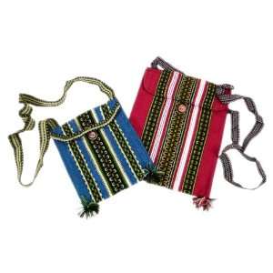  New Tote Bag 2 Pair Set Hand Woven Wool Peru Assorted 