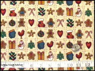 Christmas Theme Little Gingerbread Cookies Candy Fabric  