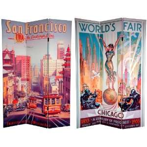   Tall Double Sided San Francisco/Chicago Room Divider