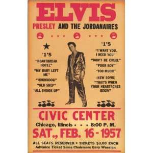   The Jordanaires Concert Poster (1957) Chicago Civic Center Chicago 