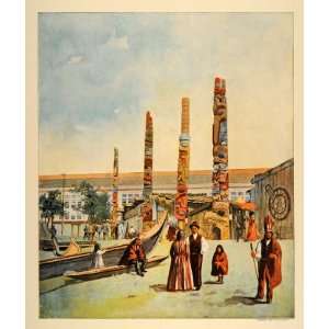  1893 Chicago Worlds Fair Totem Poles Vancouver Print 