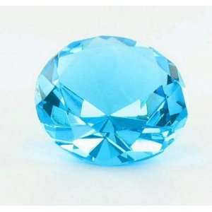  Topaz Blue Glass Cut Diamond Shaped Paperweight