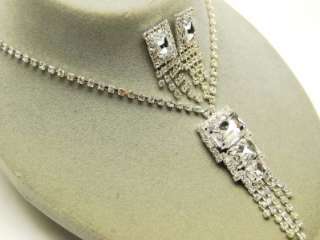 Sophisticate Design Clear Crystal Acrylic Gem Silver Necklace Bride 