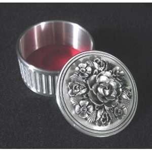  Eagle Pewter Jewelry Box w/Large Flower