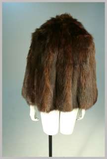   Chocolate Brown Genuine Beaver Fur Cape Poncho Jacket SO GLAM  