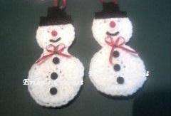   Crochet Snowman for Christmas Tree Ornaments decorations set of five