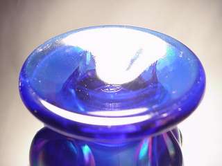 LARGE FENTON ART NOUVEAU SIGNED COBALT BLUE IRIDESCENT CARNIVAL GLASS 