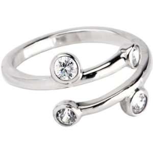    Solid 14K White Gold Cubic Zirconia Spiral Toe Ring Jewelry