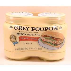 Grey Poupon Dijon Mustard Made with White Wine (2 Pack   16oz Each Jar 