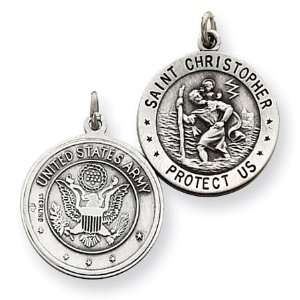  925 Silver United States Army Saint Christopher Pendant Jewelry