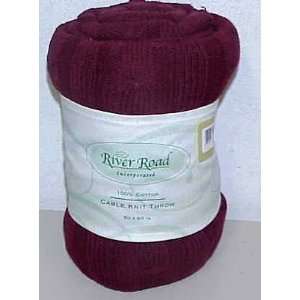 River Road Cable Knit Throw Blanket Burgundy