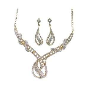  Indian Charming Designer Gold Tone Stone Necklace Set 