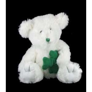    Plush 10 Stuffed White Teddy Bear w/ Shamrock Toys & Games