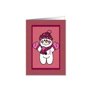  Pink Ribbon Snowwoman Christmas Card Card Health 