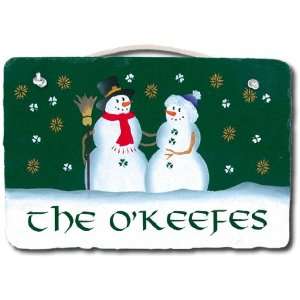   Maine Personalized 8x12 Slate Irish Snow Family (2) Sign Home