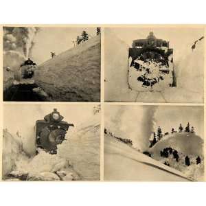  1894 Train Snow Plows Sierra Nevada Mountains CA Print 