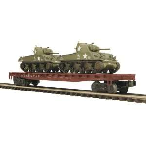  O Flat w/2 Sherman Tanks, SF MTH2098639 Toys & Games