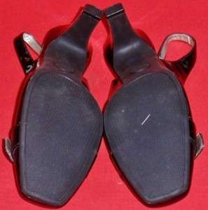   PASSION Black Fashion Buckle Patent Slingback Pumps Dress Shoes 6 M