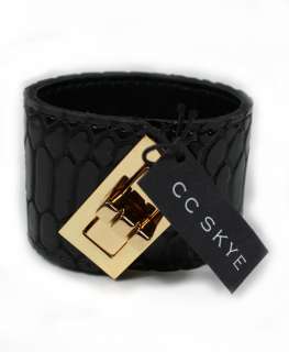 CC SKYE Italian Leather Sebastian Turnlock Cuff in Black  