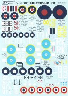 Sky Models Decals 1/48 FOREIGN VOUGHT F4U CORSAIR Fighters  