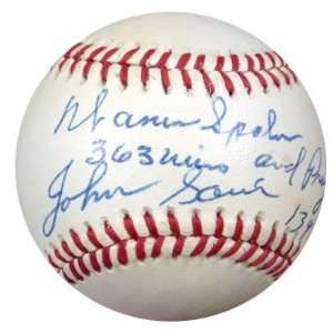  Warren Spahn Signed Baseball   & John Sain Pray For Rain 