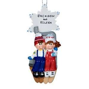 Personalized Ski Lift Couple Christmas Ornament 