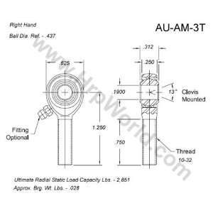  Aurora Bearing Company AM 3T; .190 Bore   10 32 Thread RH 