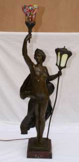 19C FRENCH F. BARBEDIENNE BRONZE LAMP SINGED  