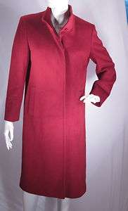 Cinzia Rocca Dark Cranberry Red Italy Wool Cashmere Angora Coat Sz 44 