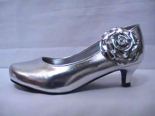 Girls Silver Dress Shoes Pumps (Carrie 36) Youth Sz 3  