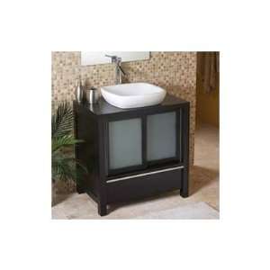  30 Espresso Vanity Set with Frosted Sliding Glass Doors 