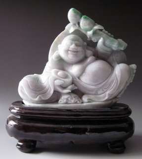 Old Chinese Jadeite Jade Carving Happy Buddha Statue  