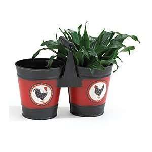  Country Rooster Double Planter For Plants And Home Decor 