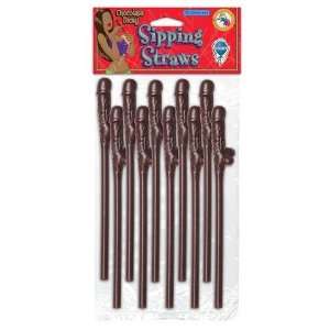  Bundle Chocolate Dicky Sipping Straws 10/Pk and 2 pack of 