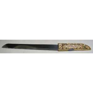  Challah Knife Ivory with Amber Crystals 13 x 1.2 