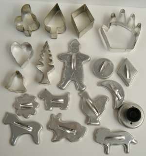   of 18 Shapes Animals Hand Gingerbread Man Vintage Metal Cookie Cutters