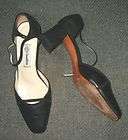 Claudina black leather ankle strap pump shoe 6 36 MINT