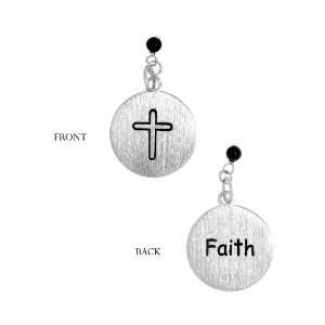  Sterling Silver 925 Circle Faith & Cross Pendant Necklace 