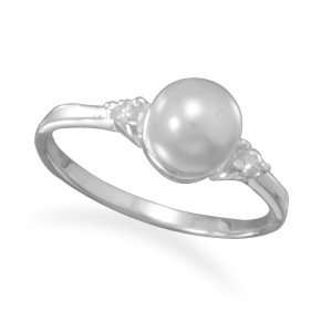 Simulated Pearl and CZ Ring   New