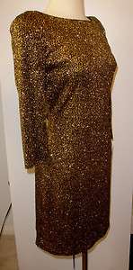 by Allen Schwartz Womens Hazel Gold Glitter Cocktail Dress 