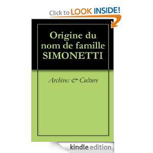 Origine du nom de famille SIMONETTI (Oeuvres courtes) (French Edition 