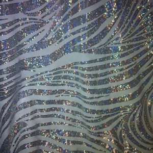  White/silver Hologram Metallic 2 Way Stretch Spandex Fabric 