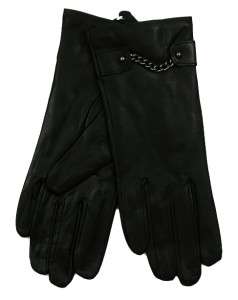 New Womens Leather Winter Dress Driving Gloves BLACK With Decorative 