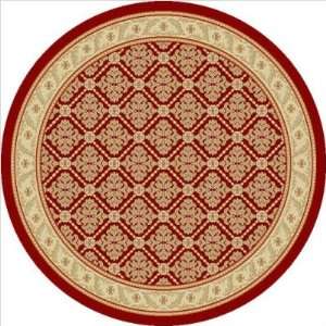 Silk Road Damask Red Contemporary Round Rug Size Round 53