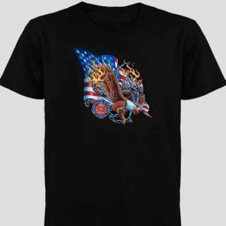 Fire N Rescue American Firefighters Eagle USA T Shirt  