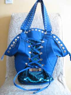 nicole lee SHOELACE handbag, tote,bag,BLUE  